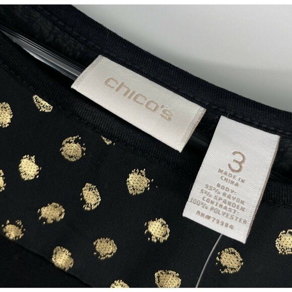 NWT Chico's Size 3 Foil Dot Long Sleeve Knit Top  $69 - Picture 3 of 5